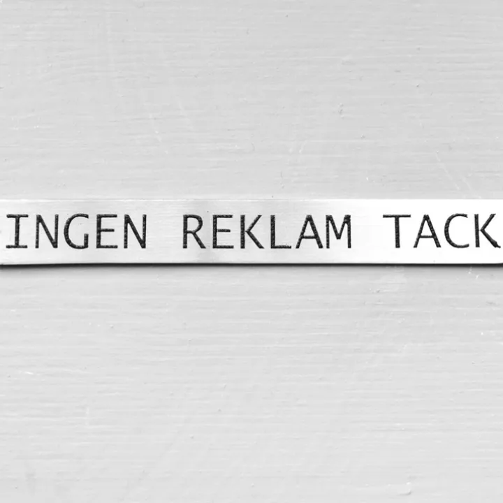 Metallskylt, Ingen reklam tack