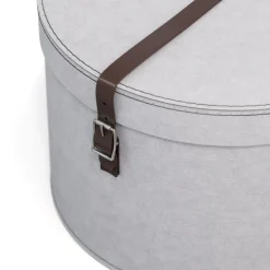 Rund förvaringslåda med spänne 2 lådor, Rut canvas, Bigso