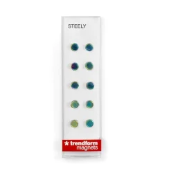 Rund minimagnet 10-pack, Regnbågsmetall