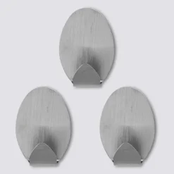 Självhäftande ovalkrok i metall 3-pack