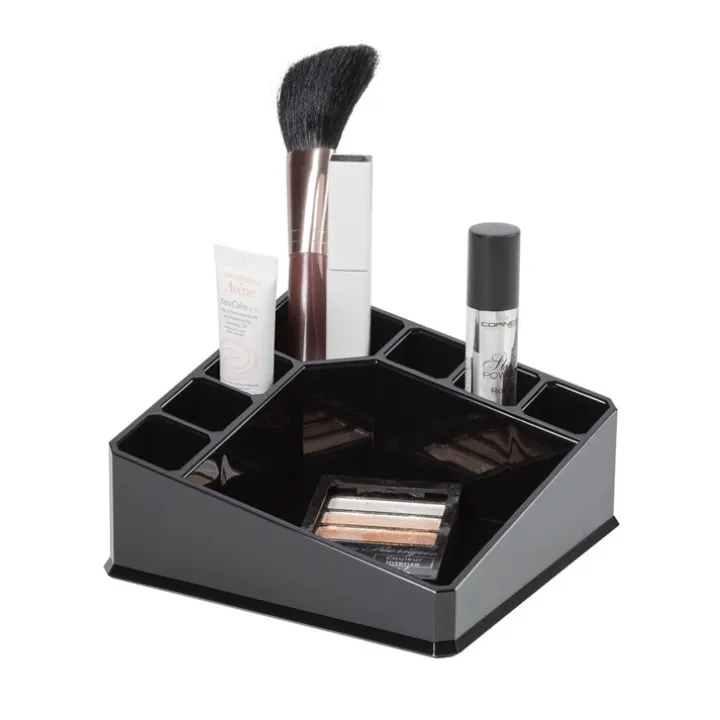 Sminkställ med 8 fack, CONFIGURABLE, 22 x 13 x H 8 cm, Svart