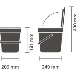 Sophink med lock och handdtag 6L, Brabantia, Grön