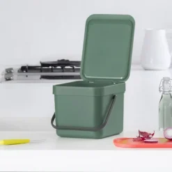 Sophink med lock och handdtag 6L, Brabantia, Grön