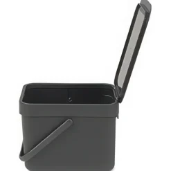 Sophink med lock och handdtag 6L, Brabantia, Mörkgrå