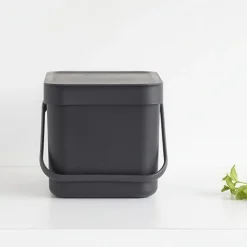 Sophink med lock och handdtag 6L, Brabantia, Mörkgrå