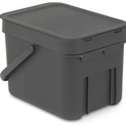 Sophink med lock och handdtag 6L, Brabantia, Mörkgrå