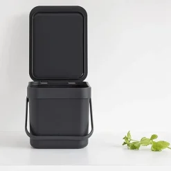 Sophink med lock och handdtag 6L, Brabantia, Mörkgrå