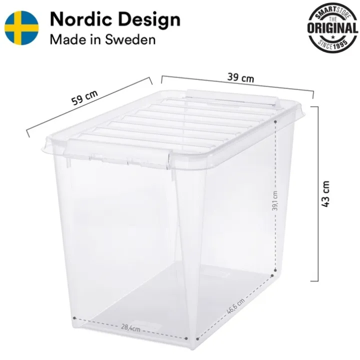 Stor förvaringslåda med lock 66L, SmartStore