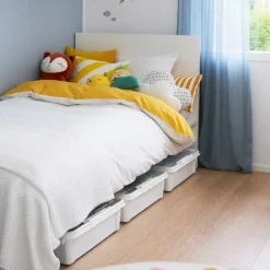 Stor förvaringslåda under sängen med hjul 60L, SmartStore, Klar/svart
