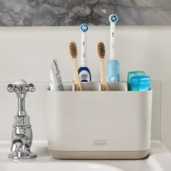 Stor tandborstmugg för eltandborste, Joseph Joseph, Grå