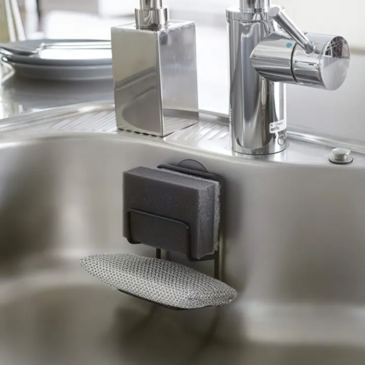 Svamphållare med sugpropp, TOWER DOUBLE SPONGE HOLDER, 7,5 x 6,3 x H 12,7 cm, Yamazaki
