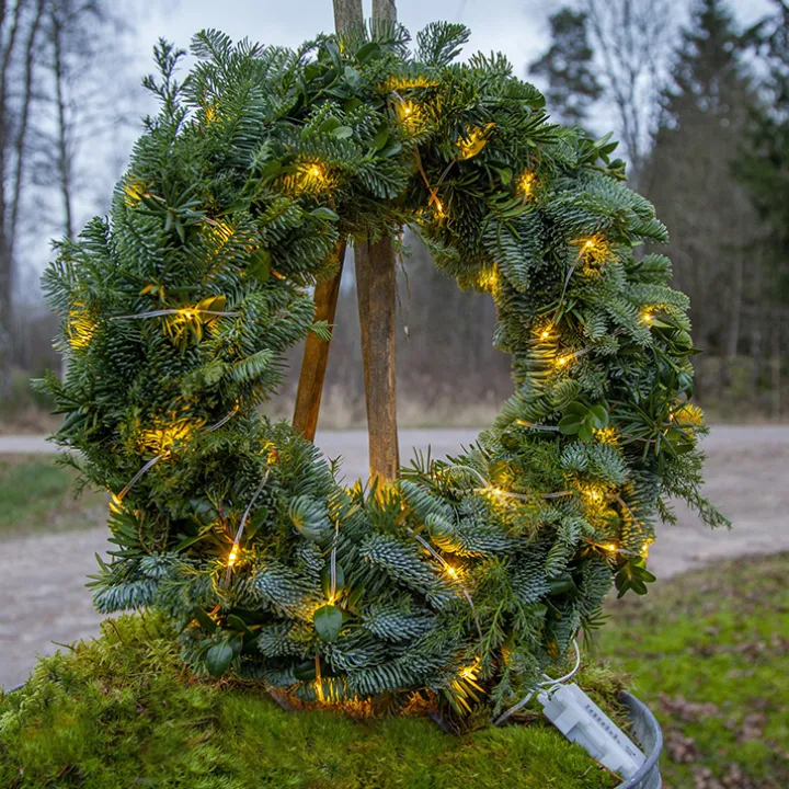 Transparent ljusslinga ute och inne