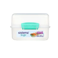 Tvådelad matlåda med fack 1,4L, Sistema, Mint