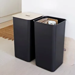 Tvättkorg med trälock 53L, SmartStore