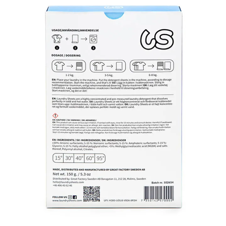Tvättmedelsark Laundry Sheets