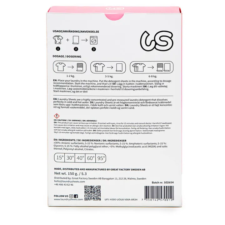 Tvättmedelsark Laundry Sheets
